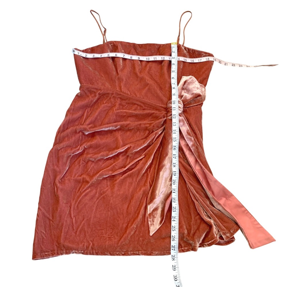 NEW CINQ A SEPT Velvet Kiki Ruched Tie Mini Dress Size 14 Pink Silk Formal Party - Picture 8 of 12